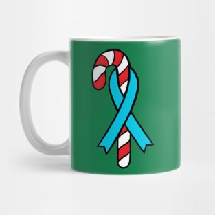 Candy cane awareness ribbon (light blue) Mug